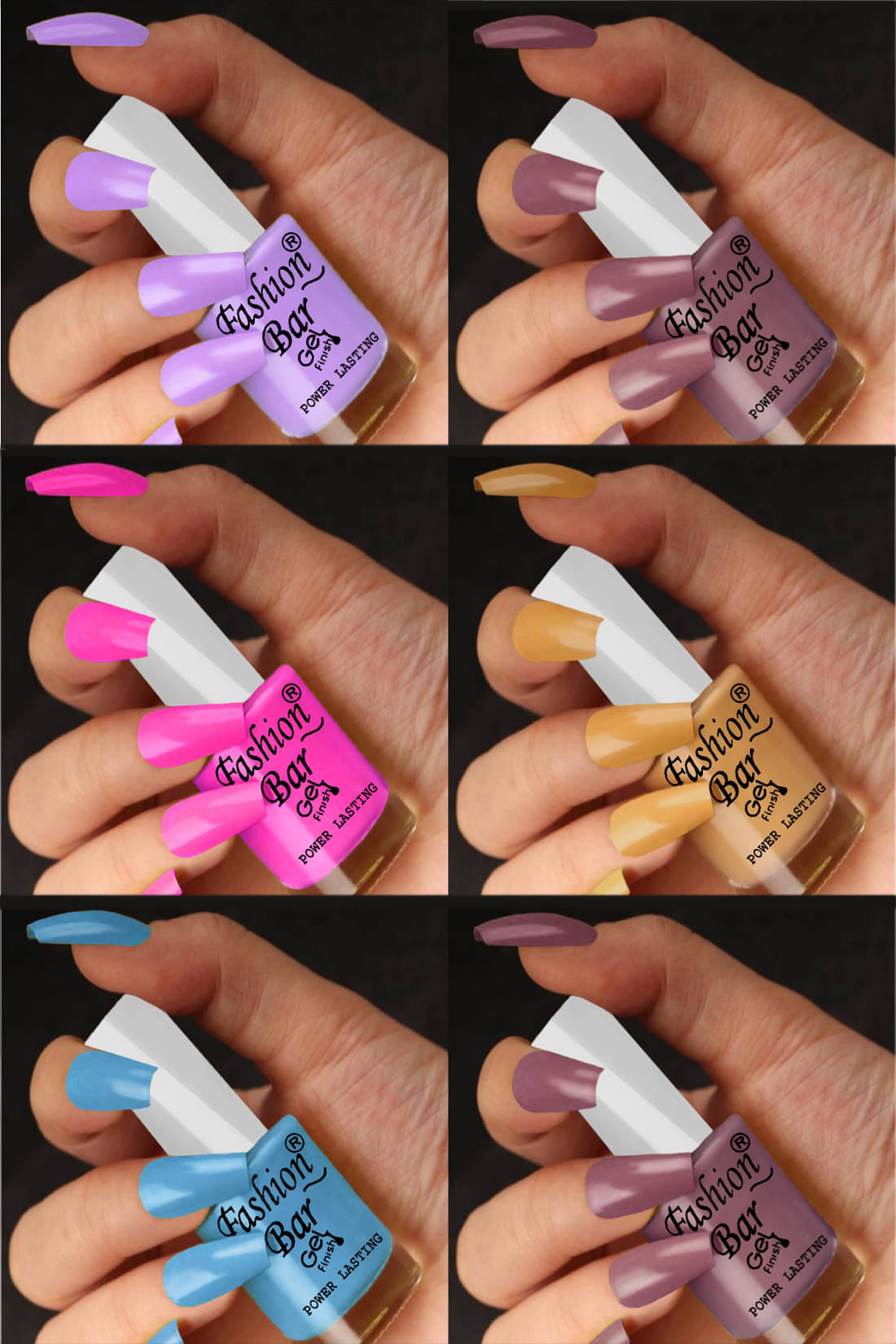     			Fashion Bar Multi Nail Polish 36 ( Pack of 6 )