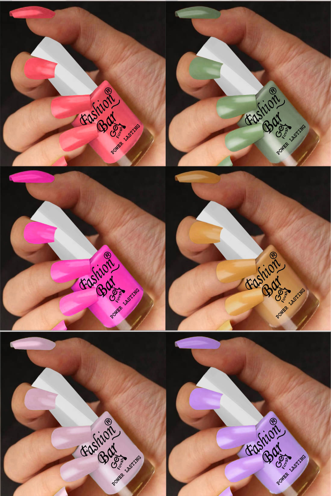     			Fashion Bar Multi Nail Polish 36 ( Pack of 6 )