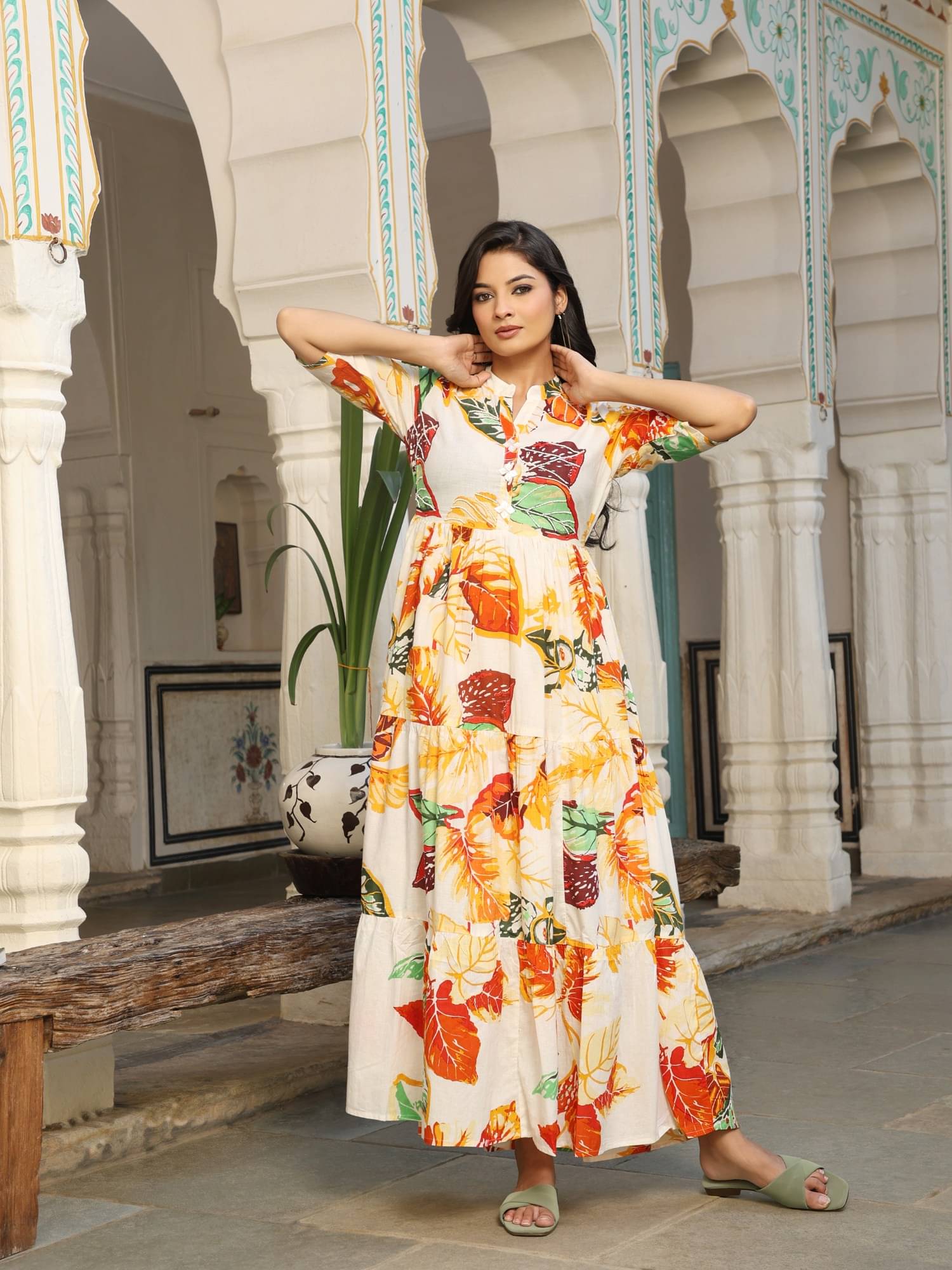 Flavia Creation Women Cotton A-line Dress ( Multi Color ) Flavia Creation Women Cotton A-line Dress ( Multi Color )