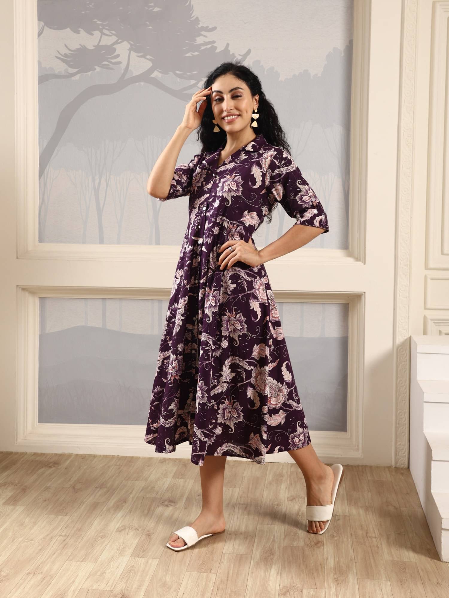     			Flavia Creation Women Cotton A-line Dress ( Multi Color )