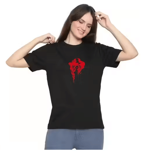     			Franscart Women Cotton Regular Fit Round Neck T-Shirt ( Black )