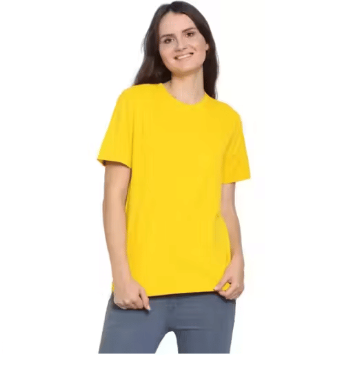     			Franscart Women Cotton Regular Fit Round Neck T-Shirt ( Yellow )
