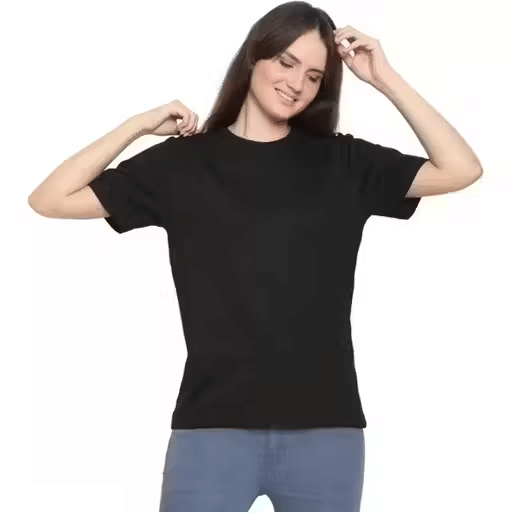     			Franscart Women Cotton Regular Fit Round Neck T-Shirt ( Black )