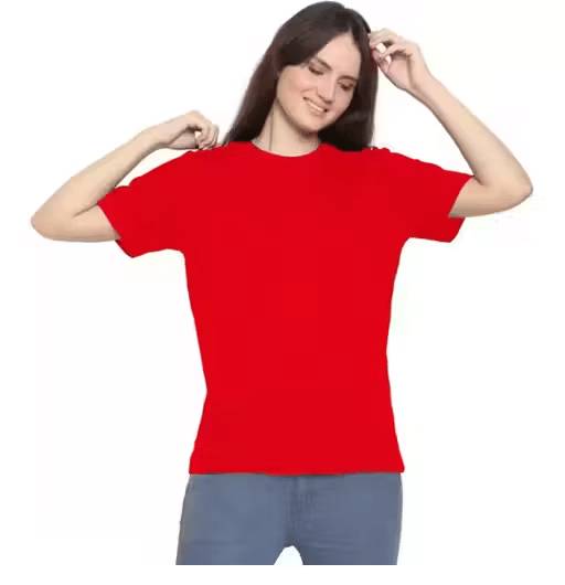     			Franscart Women Cotton Regular Fit Round Neck T-Shirt ( Red )