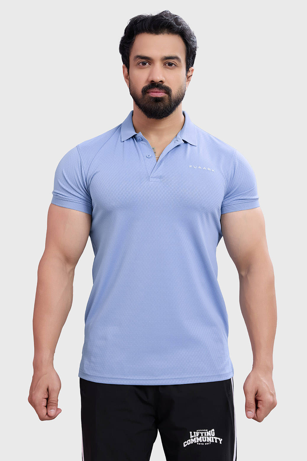     			Fuaark Light Blue Polyester Slim Fit Men's Sports T-Shirt ( Pack of 1 )