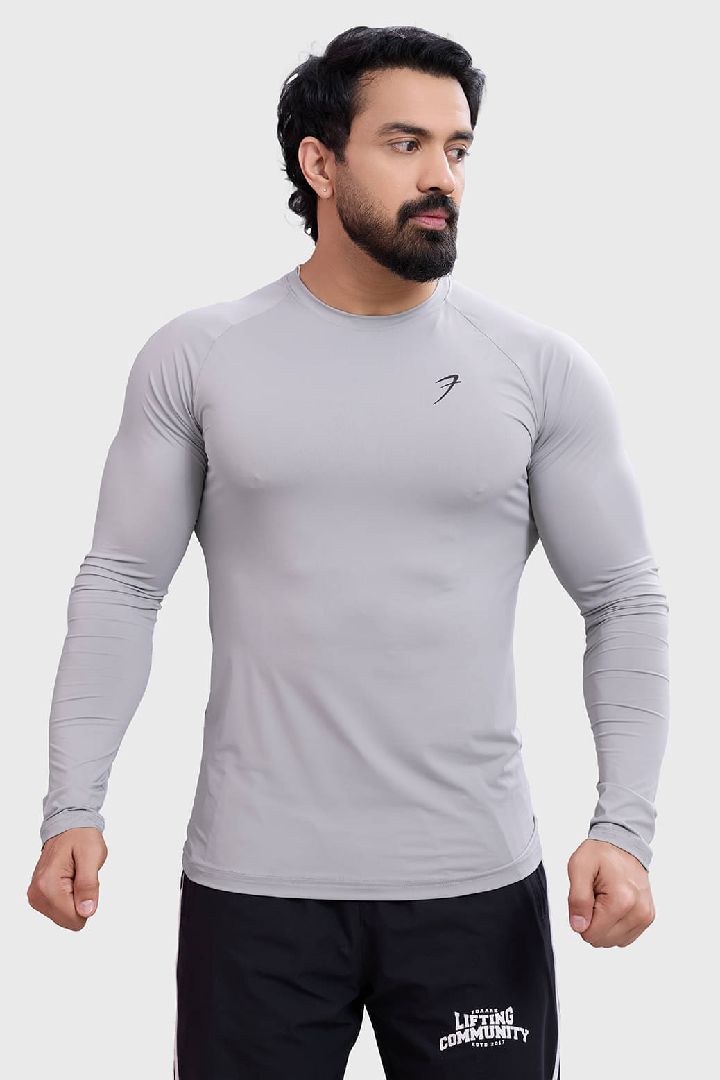     			Fuaark Light Grey Nylon Slim Fit Men's Sports T-Shirt ( Pack of 1 )