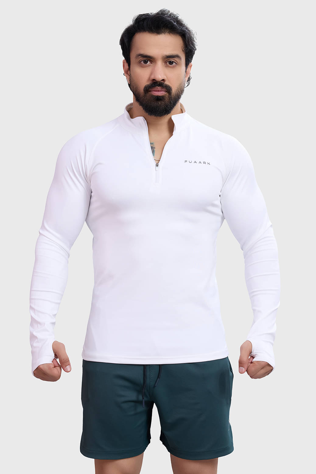     			Fuaark White Polyester Slim Fit Men's Sports T-Shirt ( Pack of 1 )