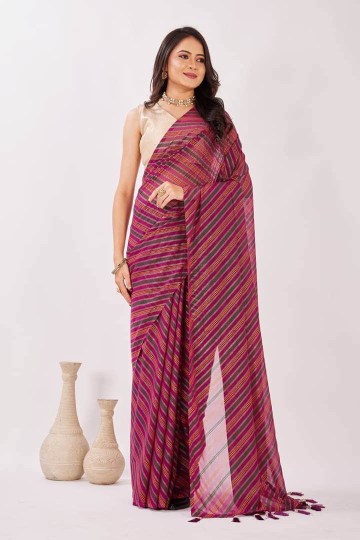     			GENRIC 01 Georgette Printed Bandhani Sarees With Unstitched Blouse Piece ( Wine )