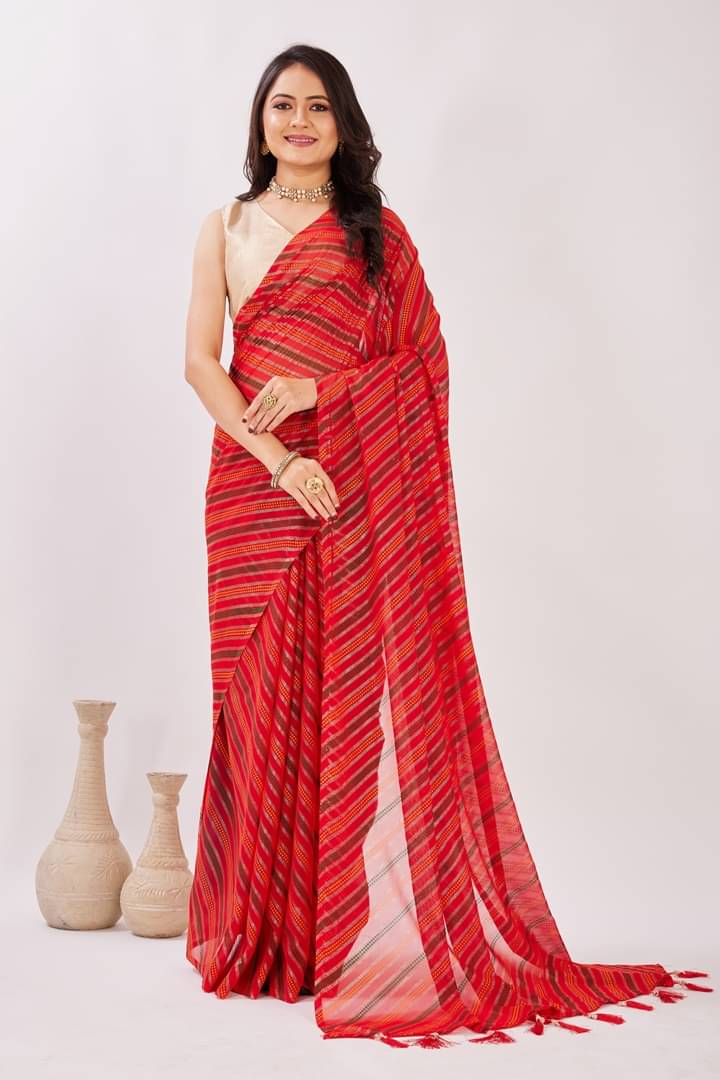 GENRIC 01 Georgette Printed Bandhani Sarees With Unstitched Blouse Piece ( Red )     			GENRIC 01 Georgette Printed Bandhani Sarees With Unstitched Blouse Piece ( Red )