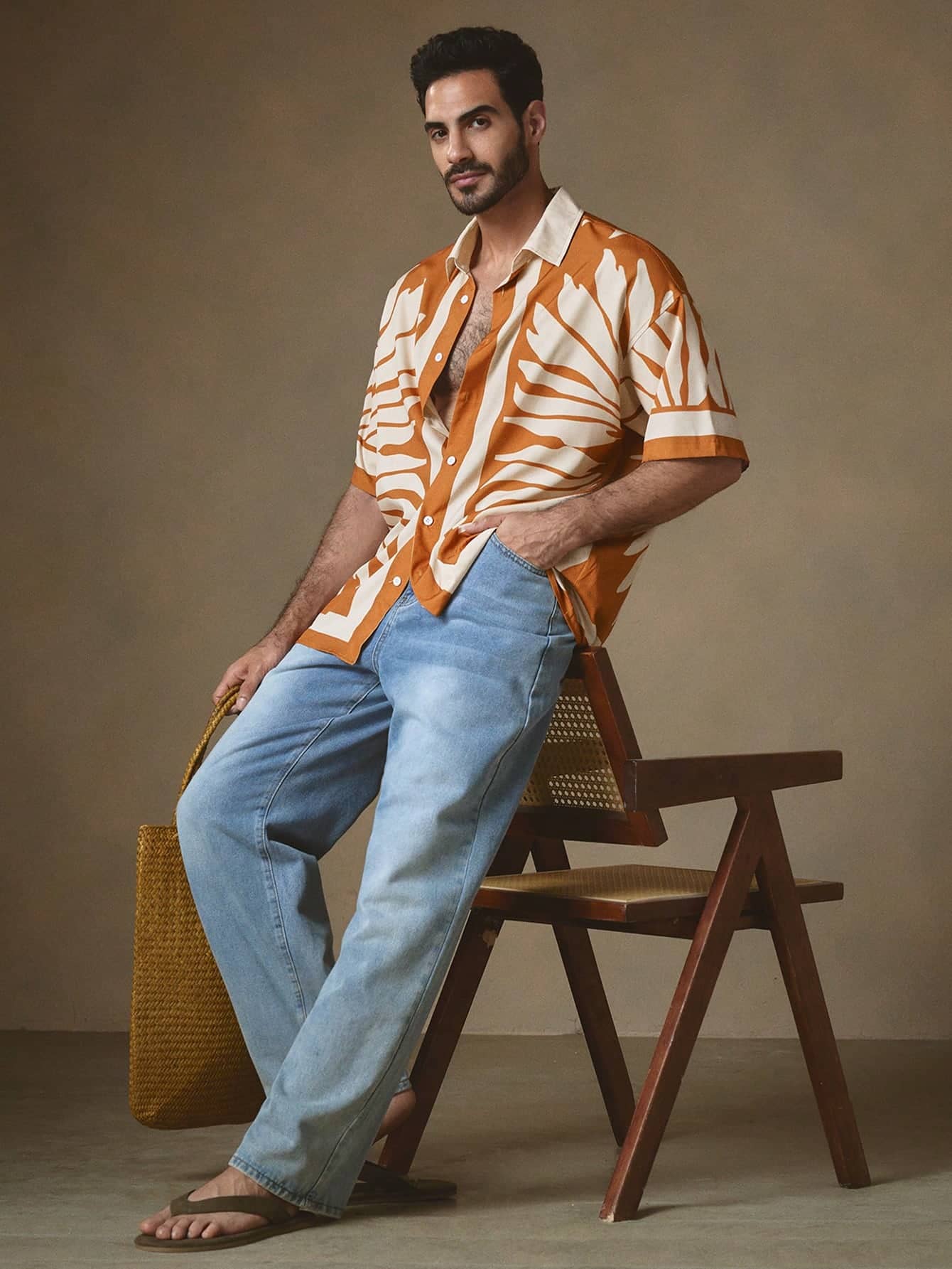 HARPITA Cotton Blend Regular Fit Printed Half Sleeves Men's Casual Shirt - Brown ( Pack of 1 )