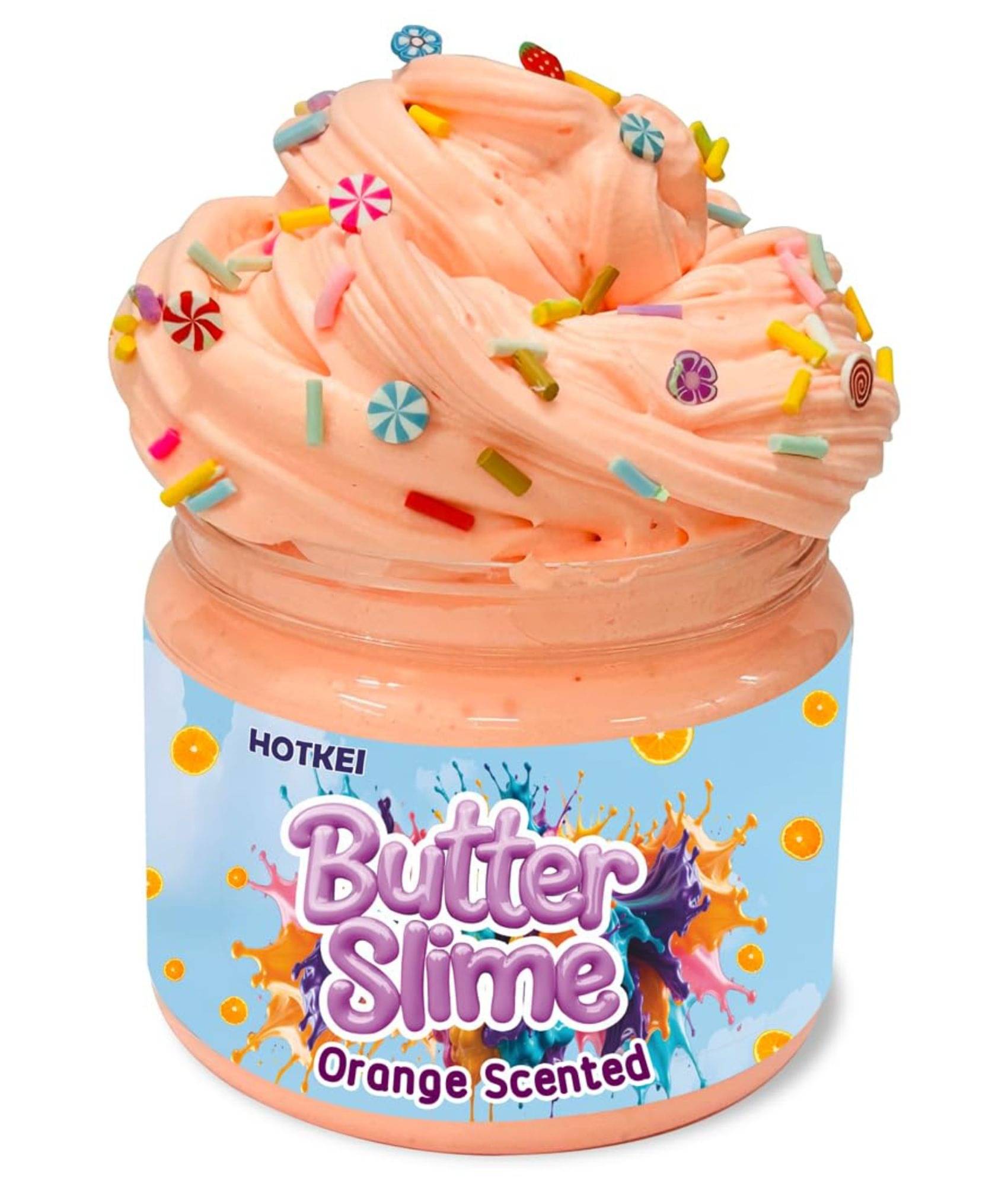 HOTKEI Orange Color Orange Scented Butter Slime for Kids 3 to 10 Years Kit with Sprinkles Candy Charms Soft Stretchy Toy Slime Gel Birthday Return Gift for Boys & Girls HOTKEI Orange Color Orange Scented Butter Slime for Kids 3 to 10 Years Kit with Sprinkles Candy Charms Soft Stretchy Toy Slime Gel Birthday Return Gift for Boys & Girls