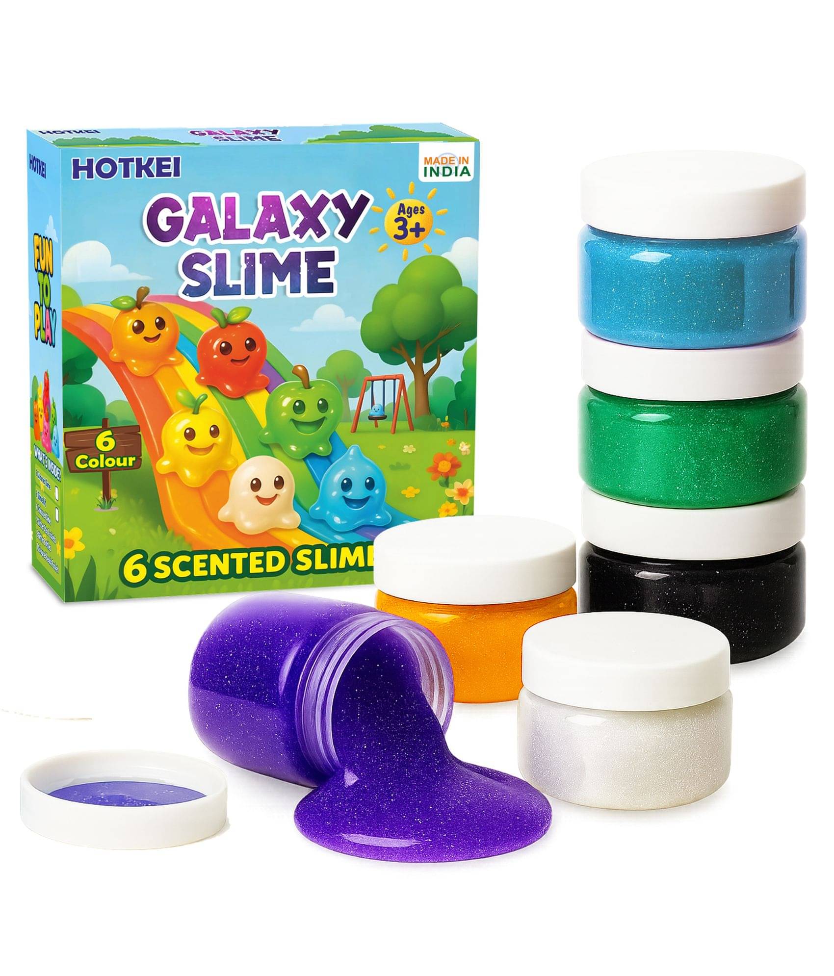 HOTKEI (Pack of 6 Galaxy Slime) Slime Art Kit – Multicolor Fruit-Scented DIY Toy Slimy Slime Gel Jelly Putty Set – 300g of Fun for Kids (Ages 3-10) HOTKEI (Pack of 6 Galaxy Slime) Slime Art Kit – Multicolor Fruit-Scented DIY Toy Slimy Slime Gel Jelly Putty Set – 300g of Fun for Kids (Ages 3-10)