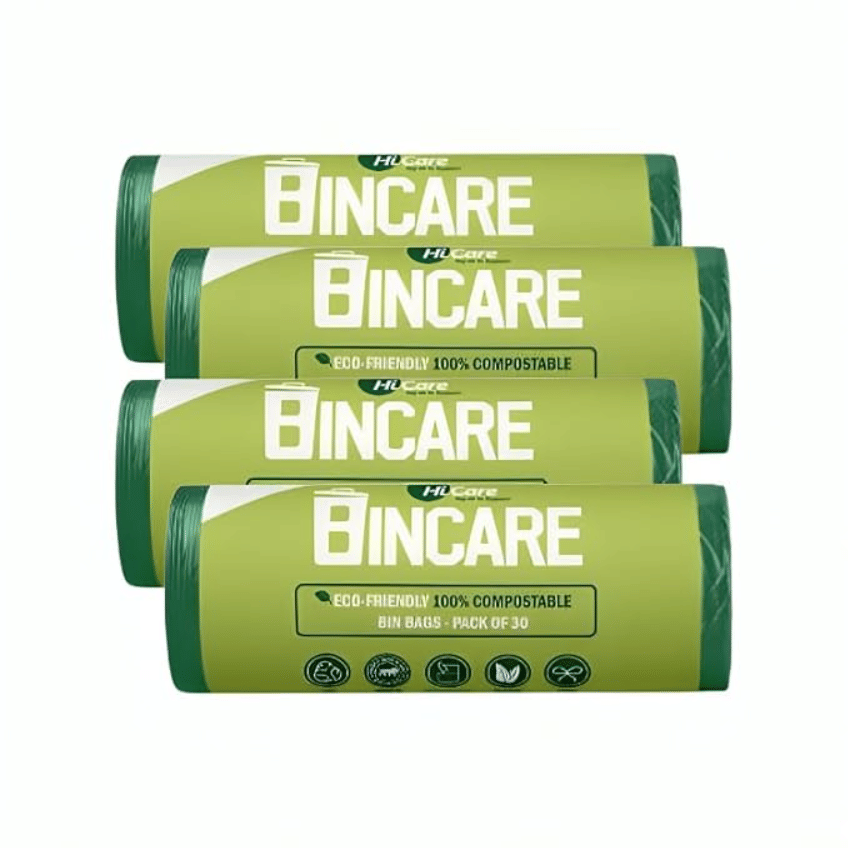     			HiCare Bincare Compostable Garbage Bags  | Mint Scented | Leak-Proof & Tear-Resistant | Medium Size | 120 Bags | Pack of 4 | Eco-Friendly, Odour-Free Dustbin Bags