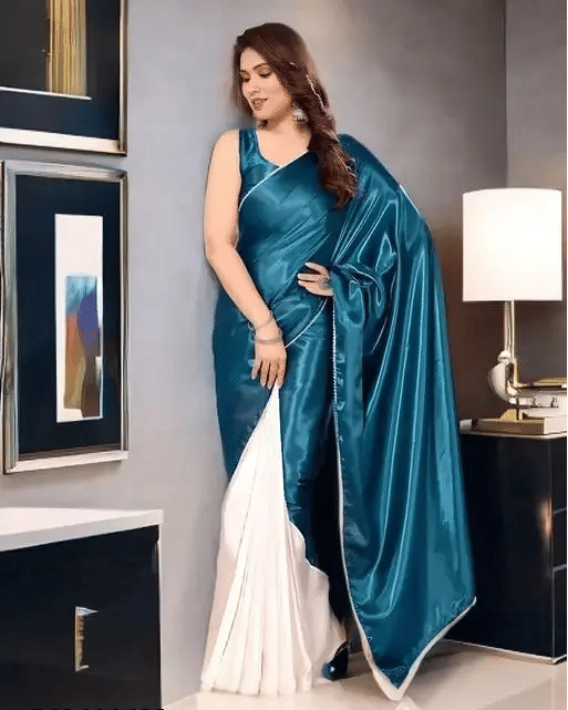 JENIL FASHAION Satin Printed Ilkal Saree With Unstitched Blouse Piece ( Rama ) JENIL FASHAION Satin Printed Ilkal Saree With Unstitched Blouse Piece ( Rama )