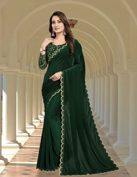 JENIL FASHAION Velvet Embroidered Regular Saree With Unstitched Blouse Piece ( Green ) JENIL FASHAION Velvet Embroidered Regular Saree With Unstitched Blouse Piece ( Green )