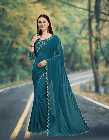 JENIL FASHAION Velvet Embroidered Regular Saree With Unstitched Blouse Piece ( Rama ) JENIL FASHAION Velvet Embroidered Regular Saree With Unstitched Blouse Piece ( Rama )