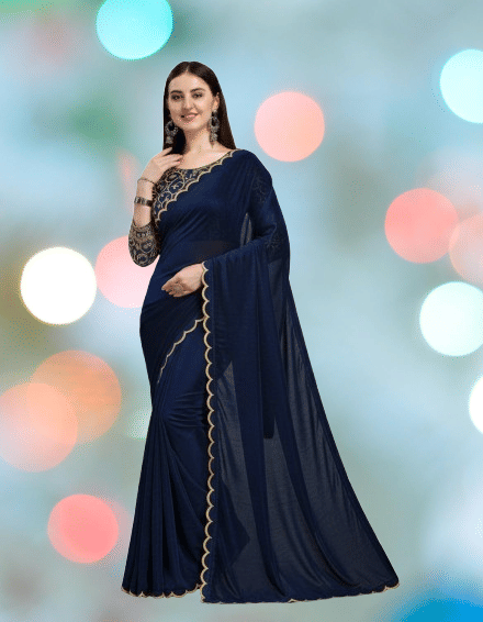 JENIL FASHAION Velvet Embroidered Regular Saree With Unstitched Blouse Piece ( Navy Blue ) JENIL FASHAION Velvet Embroidered Regular Saree With Unstitched Blouse Piece ( Navy Blue )