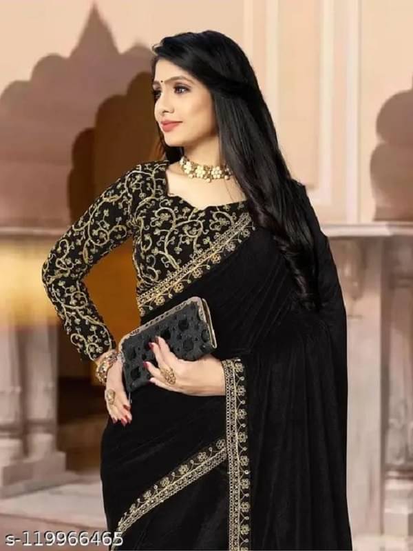 JENIL FASHAION Velvet Embroidered Uppada saree With Unstitched Blouse Piece ( Black ) JENIL FASHAION Velvet Embroidered Uppada saree With Unstitched Blouse Piece ( Black )