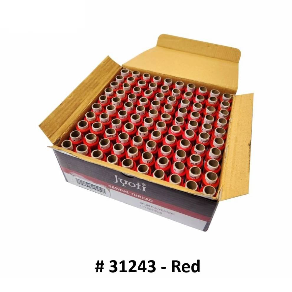    			Jyoti Sewing Thread Polyester, Sewing & Tailoring Craft, Ladies Special Dhaga, Spool for Stitching, Overlock, 2 Ply / 52 Count with Lubrication - # 31243, (100 Tubes of Red Color in 180 Meters)