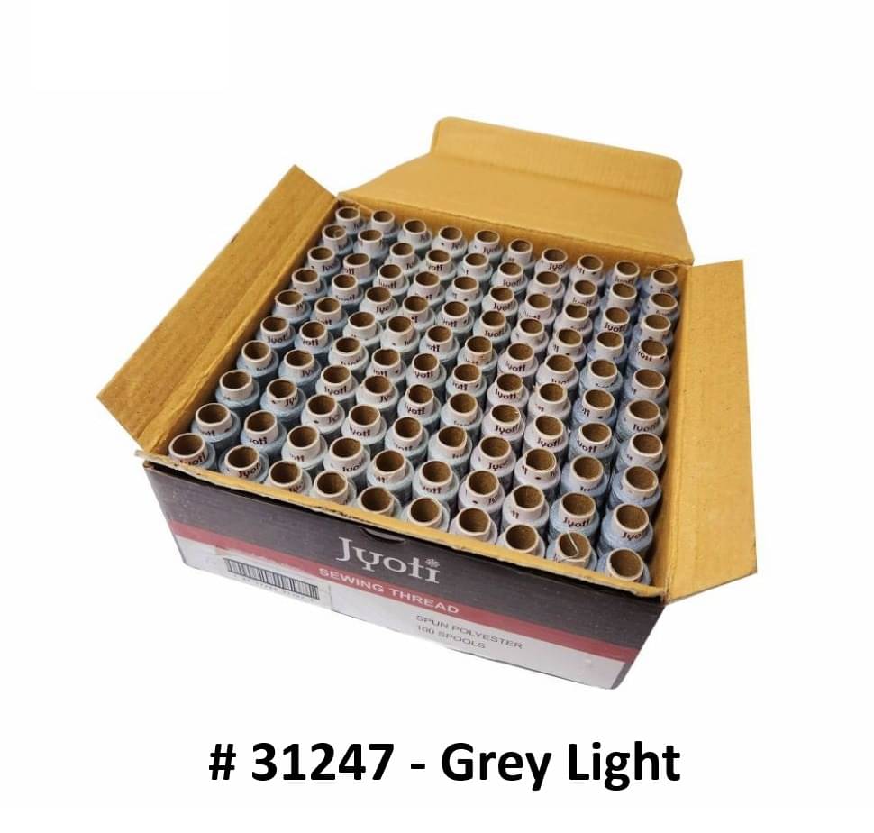     			Jyoti Sewing Thread Polyester, Sewing & Tailoring Craft, Ladies Special Dhaga, Spool for Stitching, Overlock, 2 Ply / 52 Count with Lubrication - # 31247, (100 Tubes of Grey Light in 180 Meters)