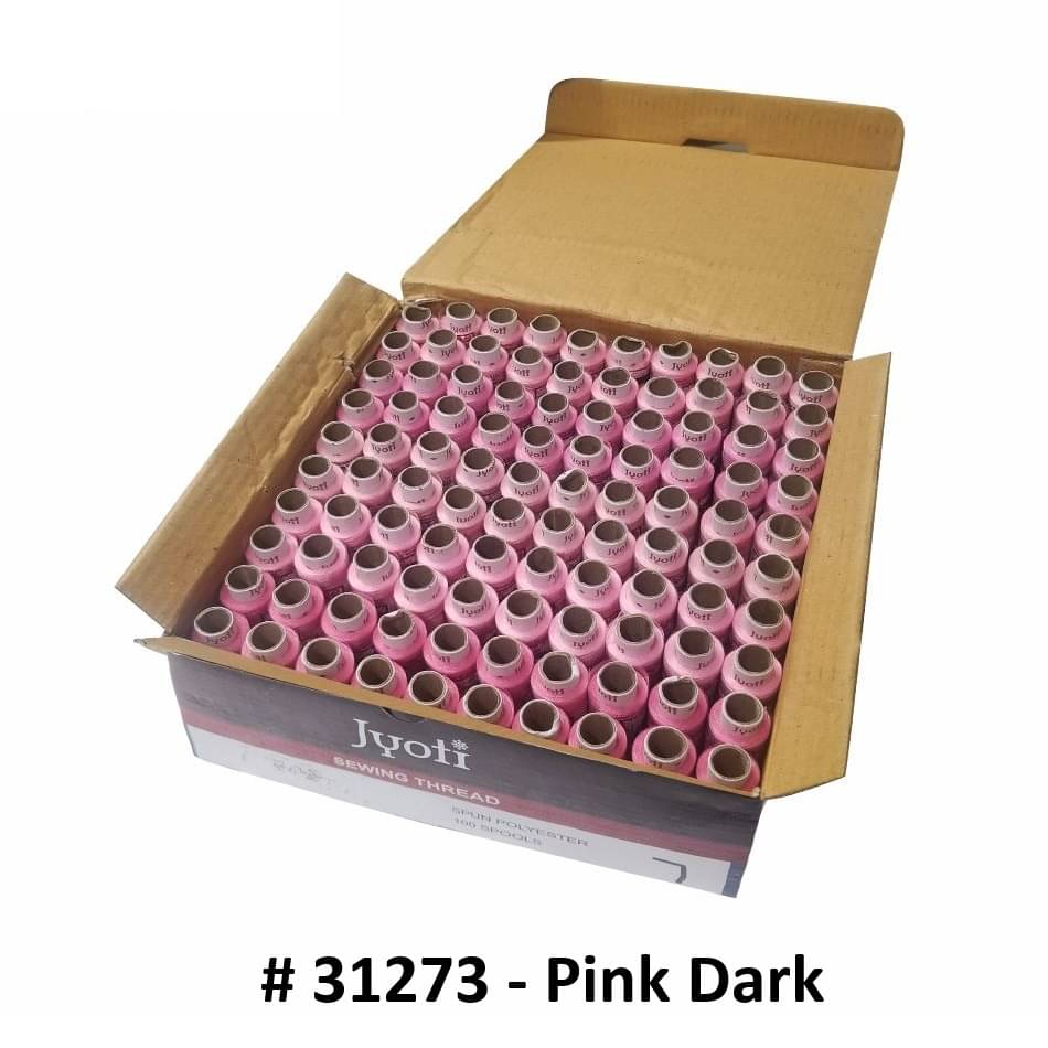     			Jyoti Sewing Thread Polyester, Sewing & Tailoring Craft, Ladies Special Dhaga, Spool for Stitching, Overlock, 2 Ply / 52 Count with Lubrication - # 31273, (100 Tubes of Pink Dark in 180 Meters)