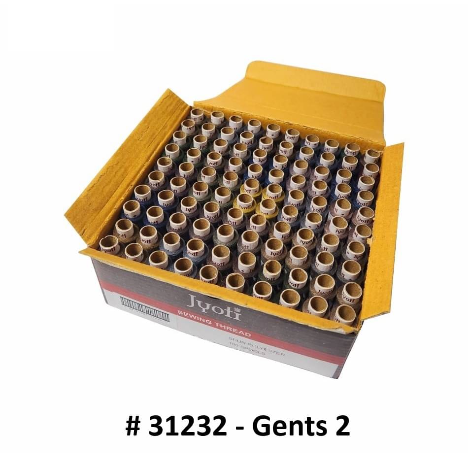     			Jyoti Sewing Thread Polyester, Sewing & Tailoring Craft, Ladies Special Dhaga, Spool for Stitching, Overlock, 2 Ply / 52 Count with Lubrication - # 31232, (100 Tubes of Gents in 180 Meters)