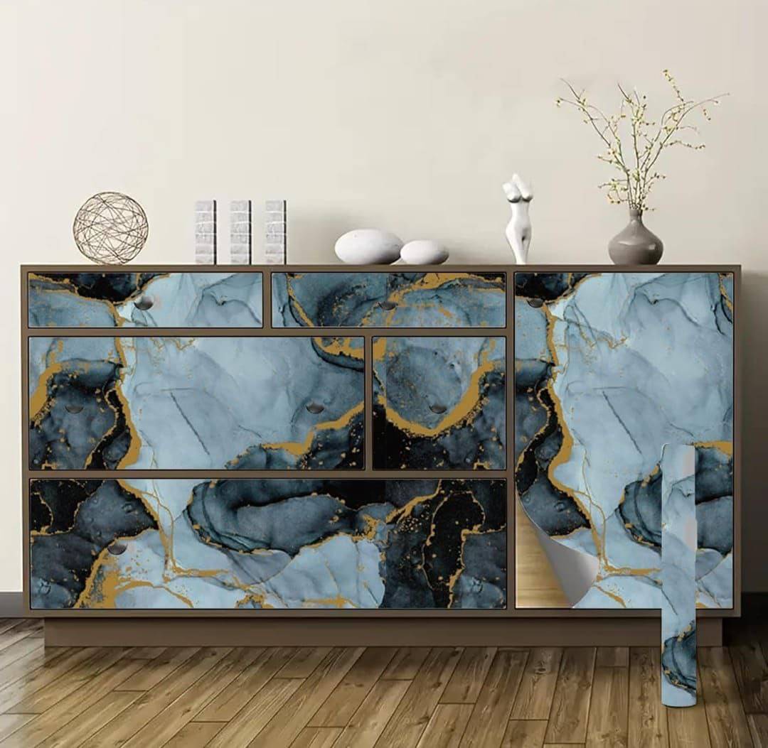 K SHOP, COLOR- BLUE GOLD Self-Adhesive Wallpaper Waterproof Old Furniture Vinyl Stickers Wooden Door Wardrobe Desktop PVC Wall Papers(60*200) K SHOP, COLOR- BLUE GOLD Self-Adhesive Wallpaper Waterproof Old Furniture Vinyl Stickers Wooden Door Wardrobe Desktop PVC Wall Papers(60*200)