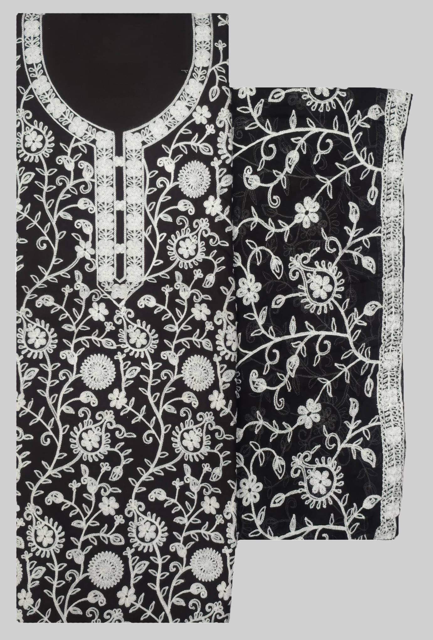 KASHMIRI Women Cotton Unstitched Dress Material ( Black ) KASHMIRI Women Cotton Unstitched Dress Material ( Black )
