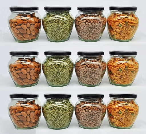    			Maxsun Glass Black Food Container ( Set of 12 )