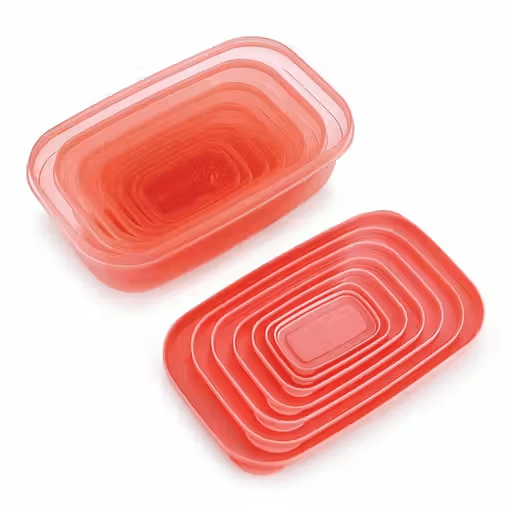     			Maxsun Plastic Red Food Container ( Set of 7 )