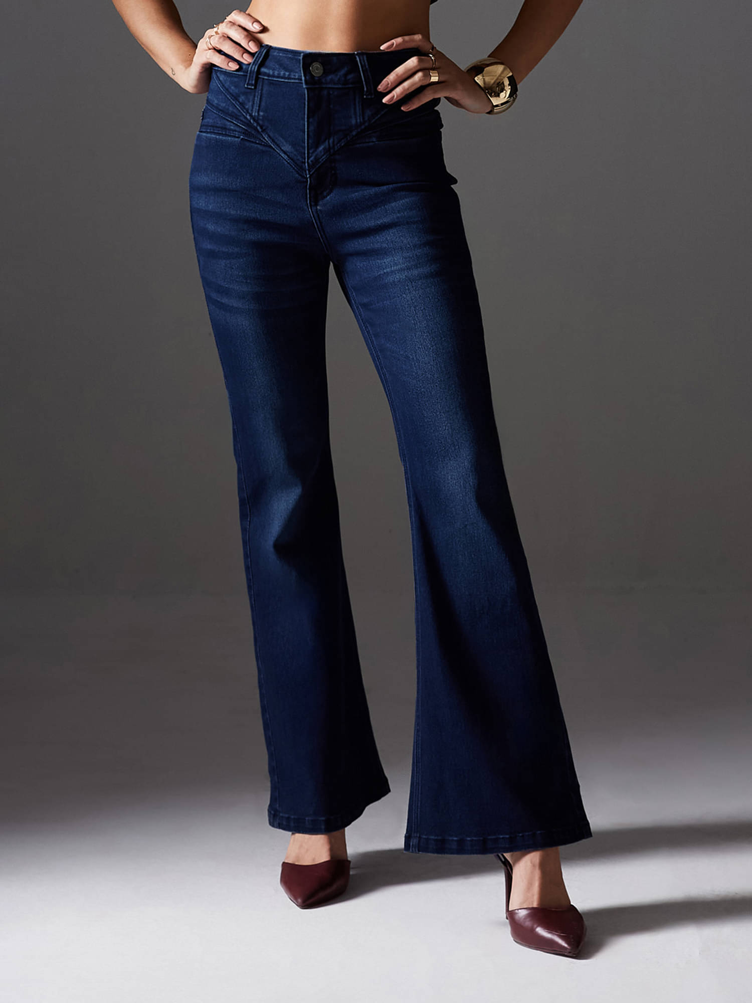     			Miss Chase Women's Bootcut High-Rise Jeans ( Blue )