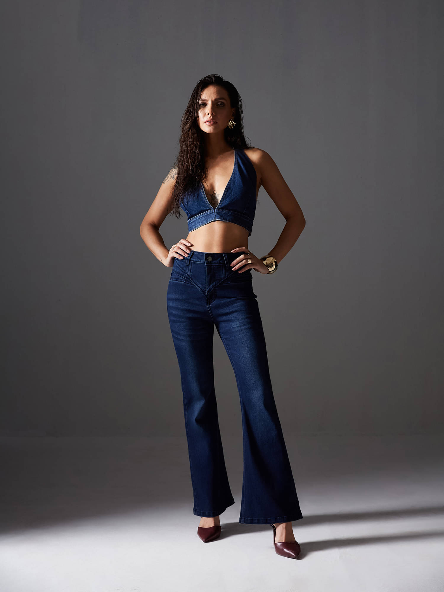     			Miss Chase Women's Bootcut High-Rise Jeans ( Blue )