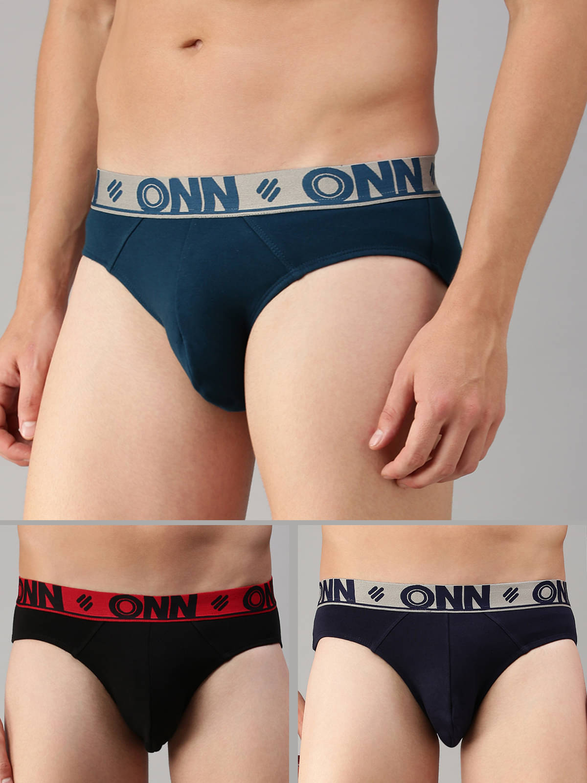 ONN Pack of 3 Cotton Blend Briefs For Men's ( Multicolor13 ) ONN Pack of 3 Cotton Blend Briefs For Men's ( Multicolor13 )