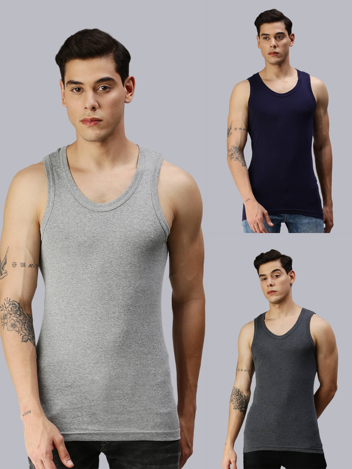 ONN Pack of 3 Cotton Basic Vest For Men ( Multicolor20 ) ONN Pack of 3 Cotton Basic Vest For Men ( Multicolor20 )