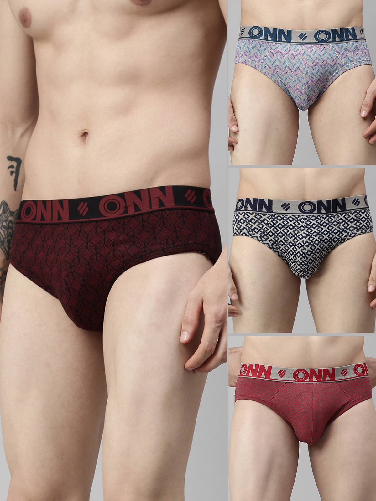 ONN Pack of 4 Cotton Blend Briefs For Men's ( Multicolor14 ) ONN Pack of 4 Cotton Blend Briefs For Men's ( Multicolor14 )