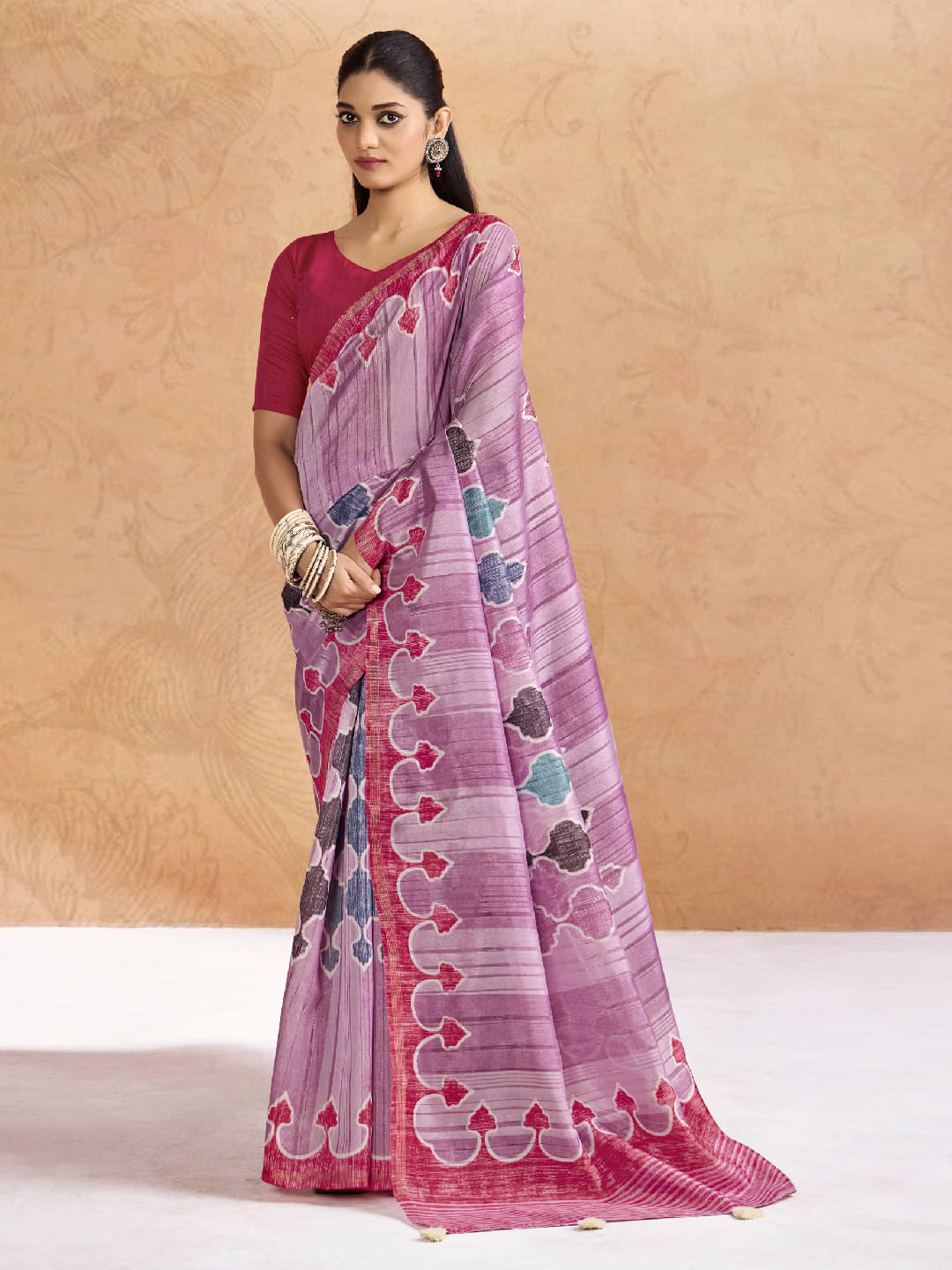     			PANZORA Cotton Solid Regular Saree Without Blouse Piece ( Pink )