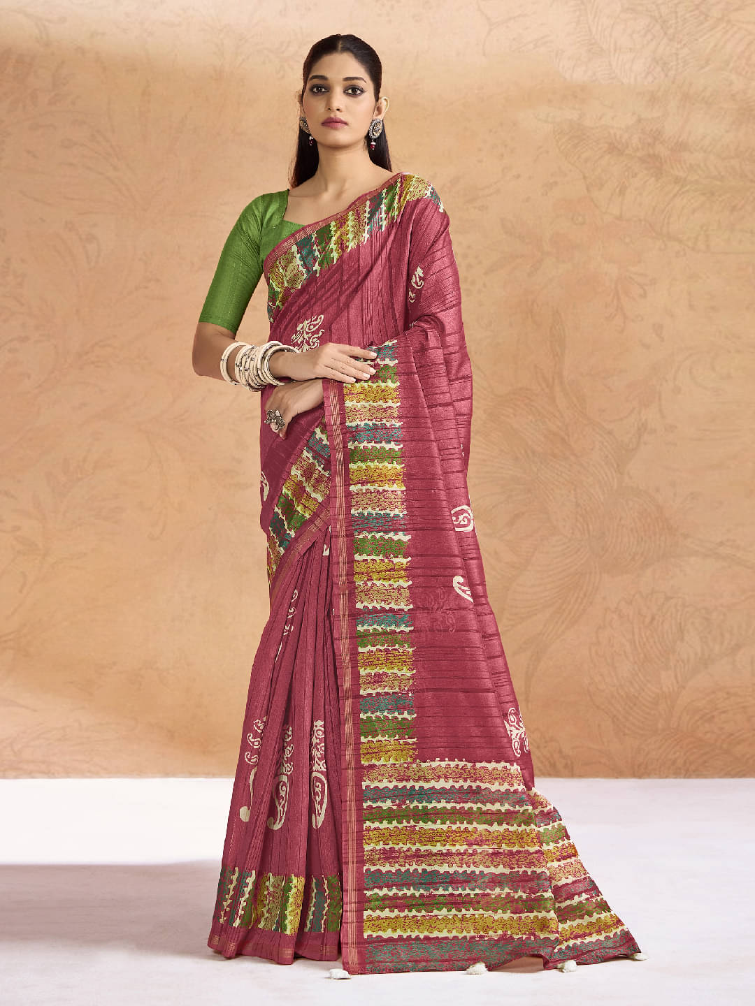     			PANZORA Cotton Solid Regular Saree Without Blouse Piece ( Peach )