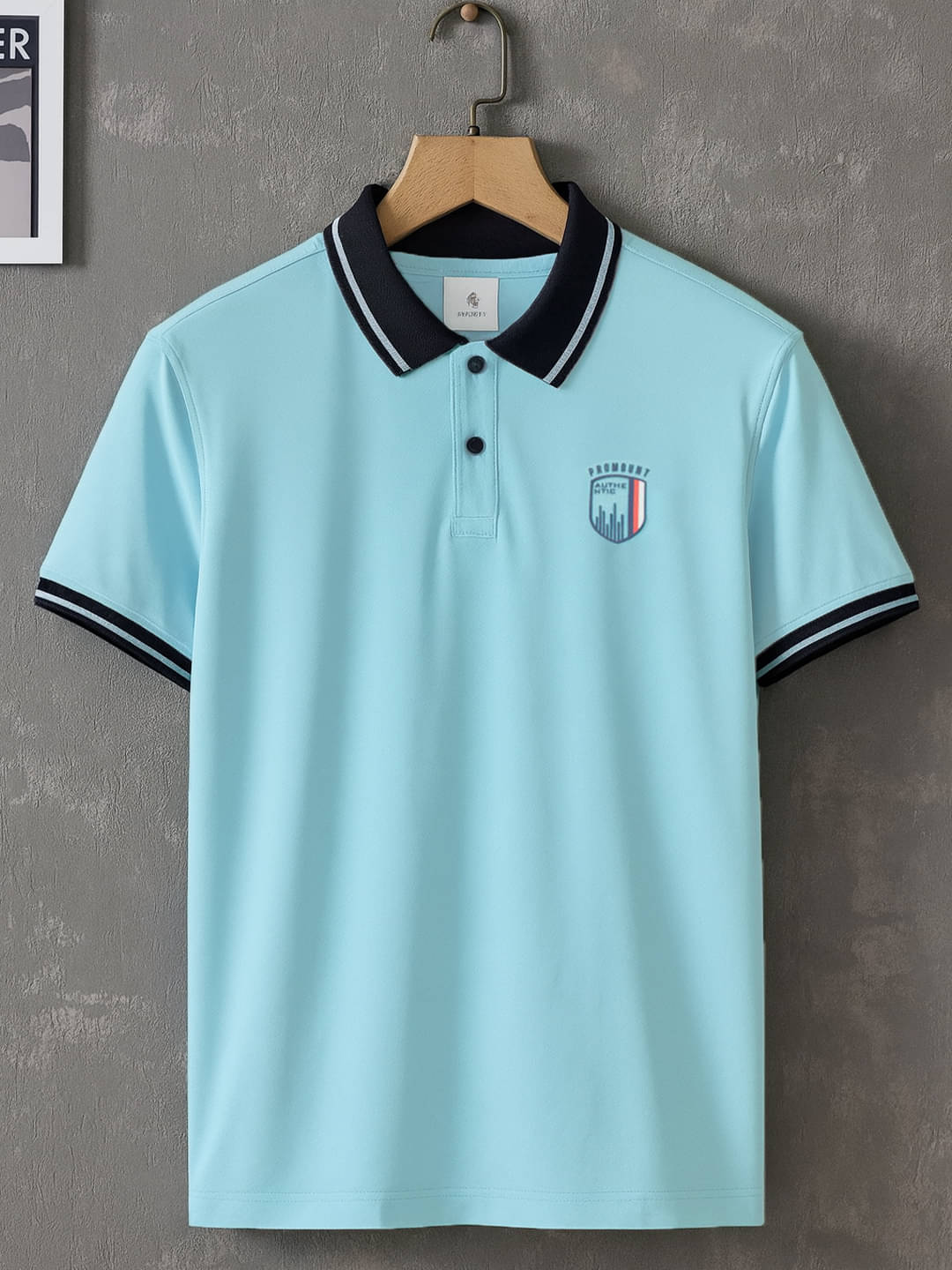     			Promount Men Cotton Blend Regular Fit Solid Polo T Shirt ( Aqua )
