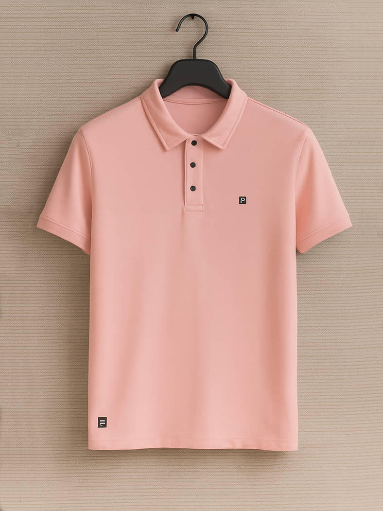     			Promount Men Cotton Blend Regular Fit Solid Polo T Shirt ( Pink )