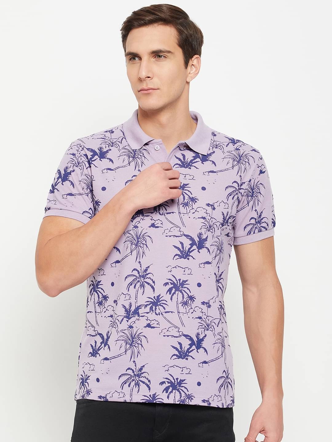 Promount Men Cotton Blend Regular Fit Solid Polo T Shirt ( Purple )     			Promount Men Cotton Blend Regular Fit Solid Polo T Shirt ( Purple )