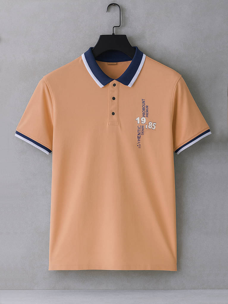     			Promount Men Cotton Blend Regular Fit Solid Polo T Shirt ( Camel )