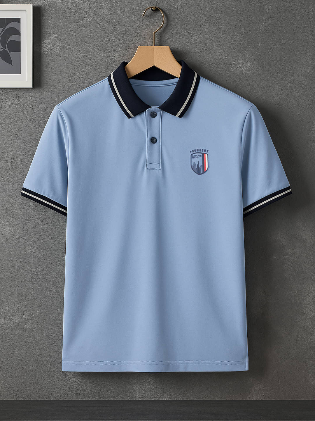 Promount Men Cotton Blend Regular Fit Solid Polo T Shirt ( Blue ) Promount Men Cotton Blend Regular Fit Solid Polo T Shirt ( Blue )