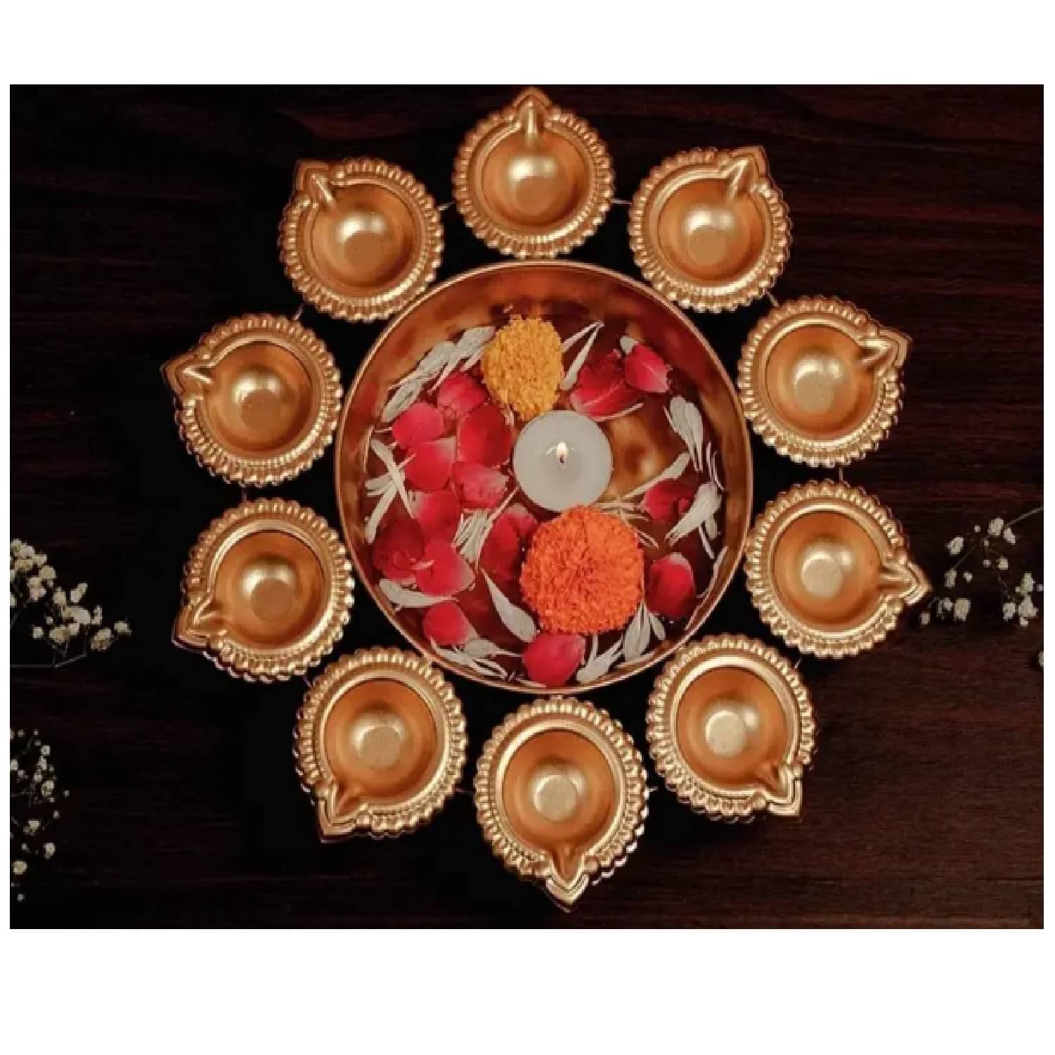     			Qin Pin Brass Floor Diya - Pack of 1