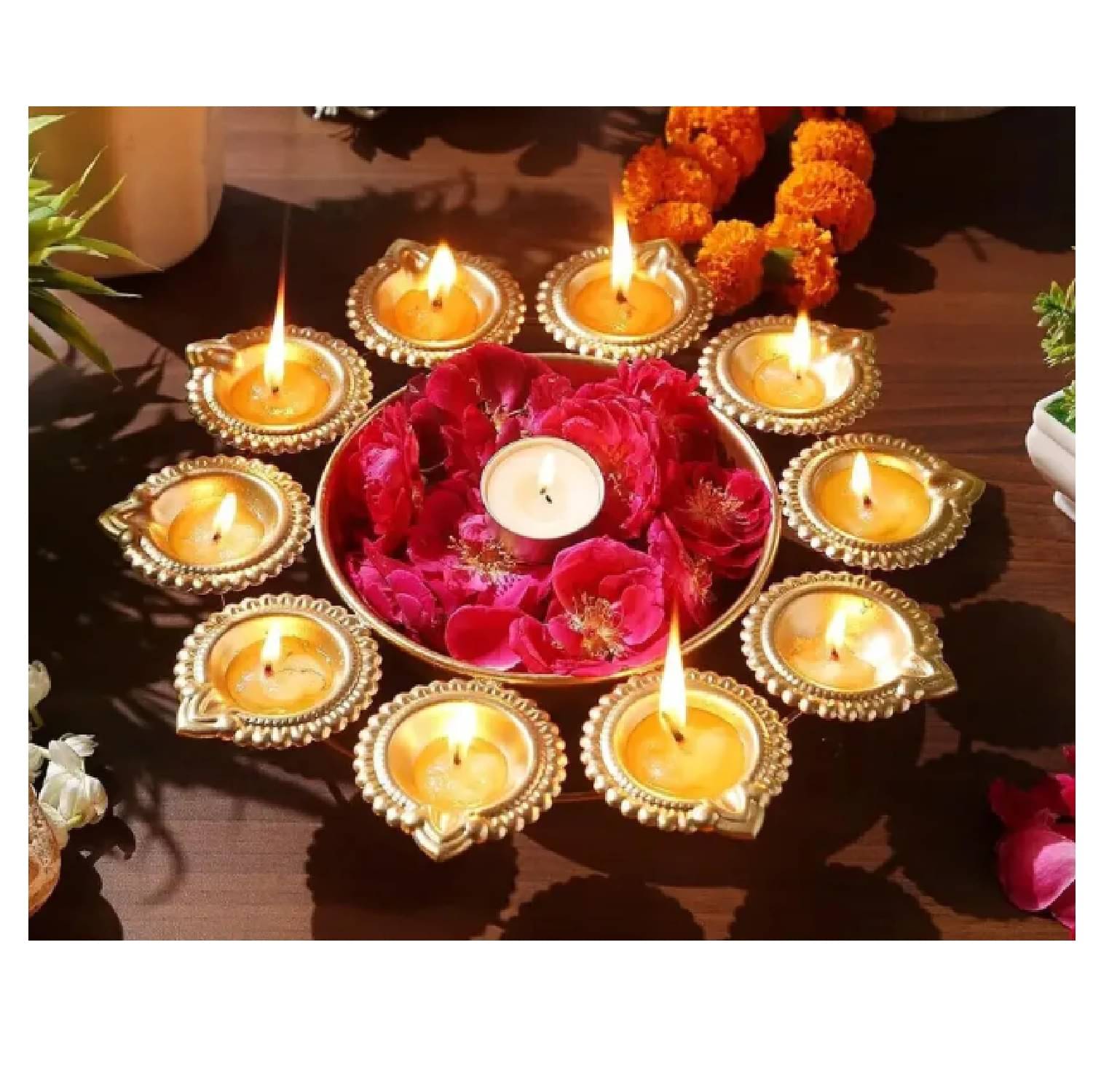     			Qin Pin Brass Floor Diya - Pack of 1