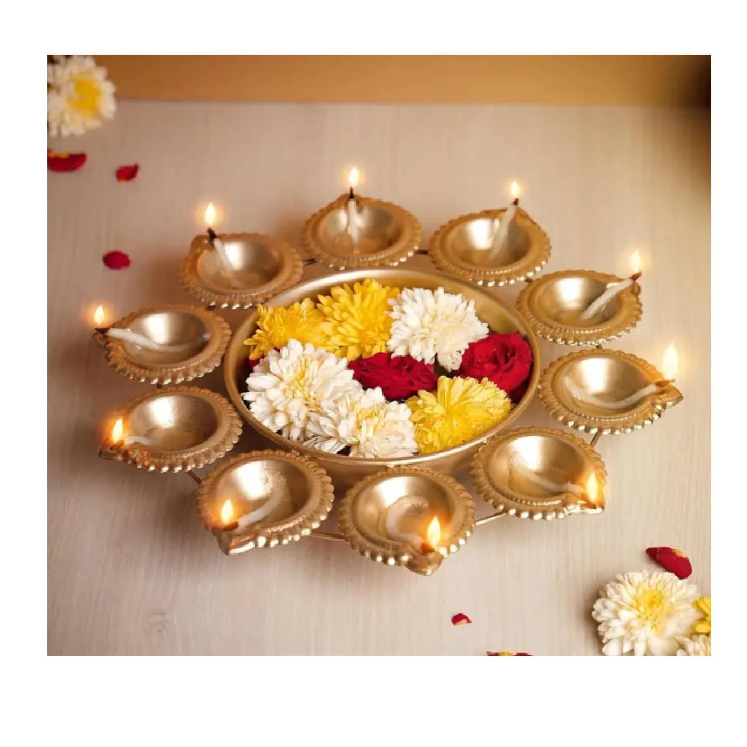     			Qin Pin Brass Floor Diya - Pack of 1