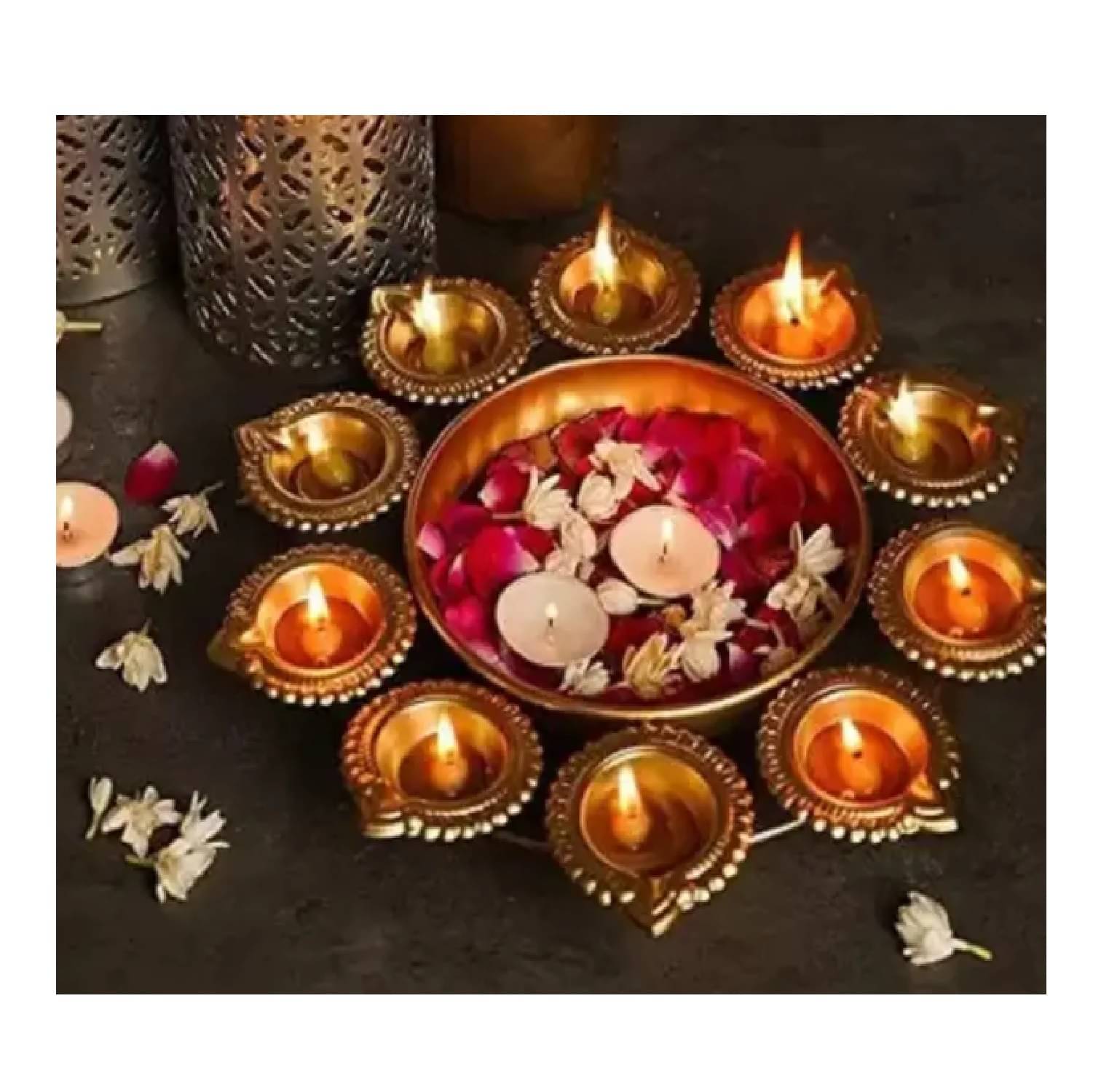     			Qin Pin Brass Floor Diya - Pack of 1
