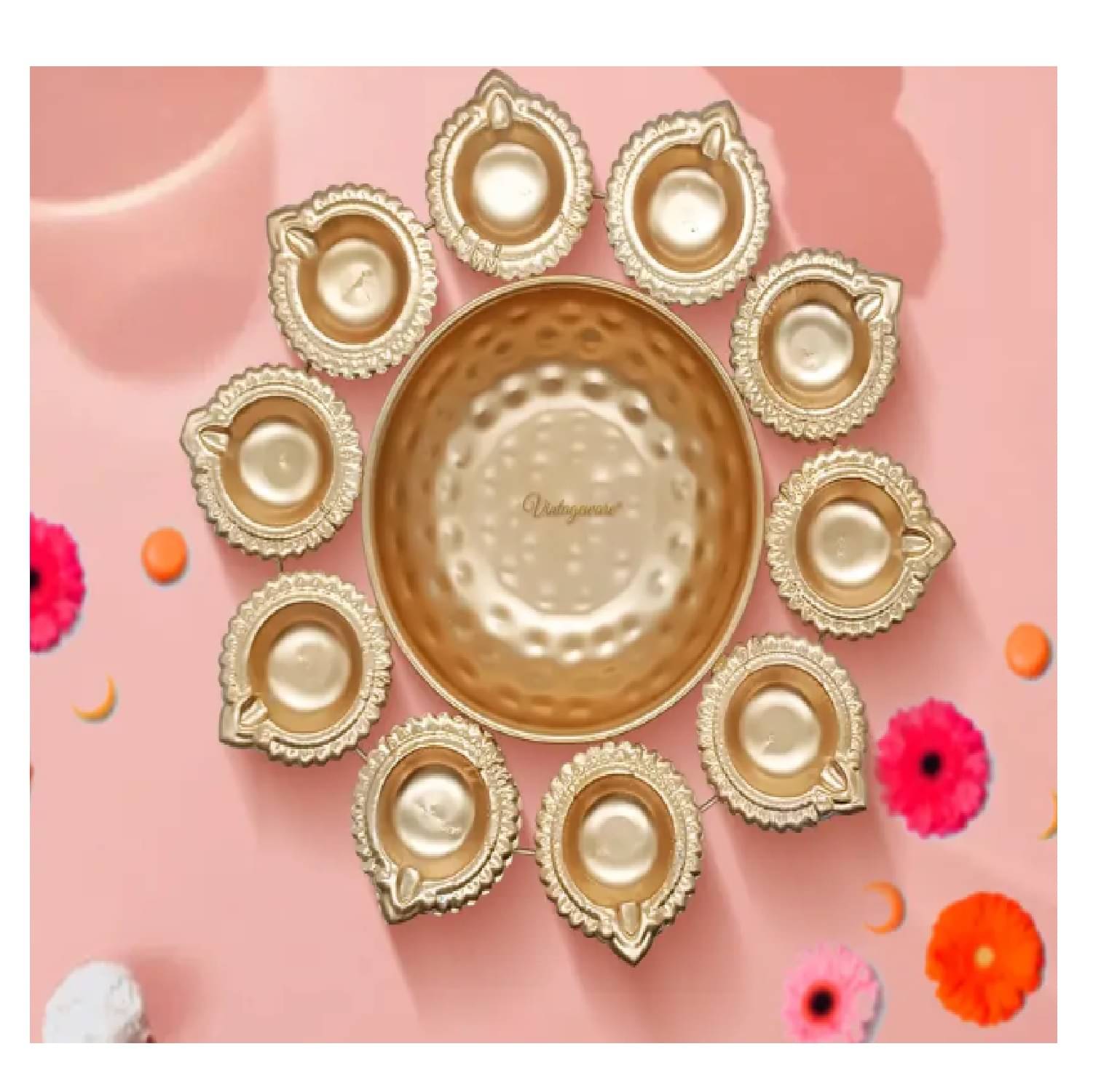     			Qin Pin Brass Floor Diya - Pack of 1