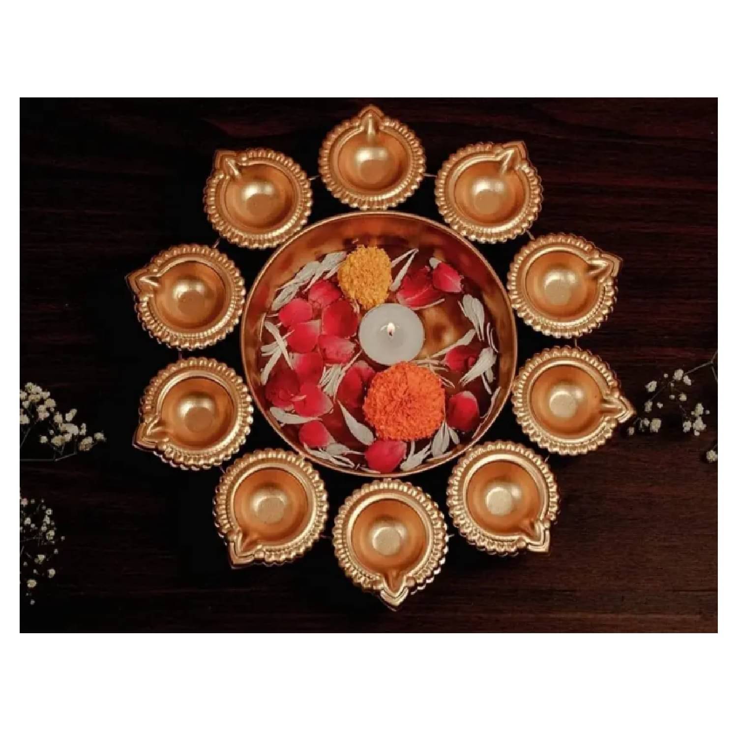     			Qin Pin Brass Floor Diya - Pack of 1