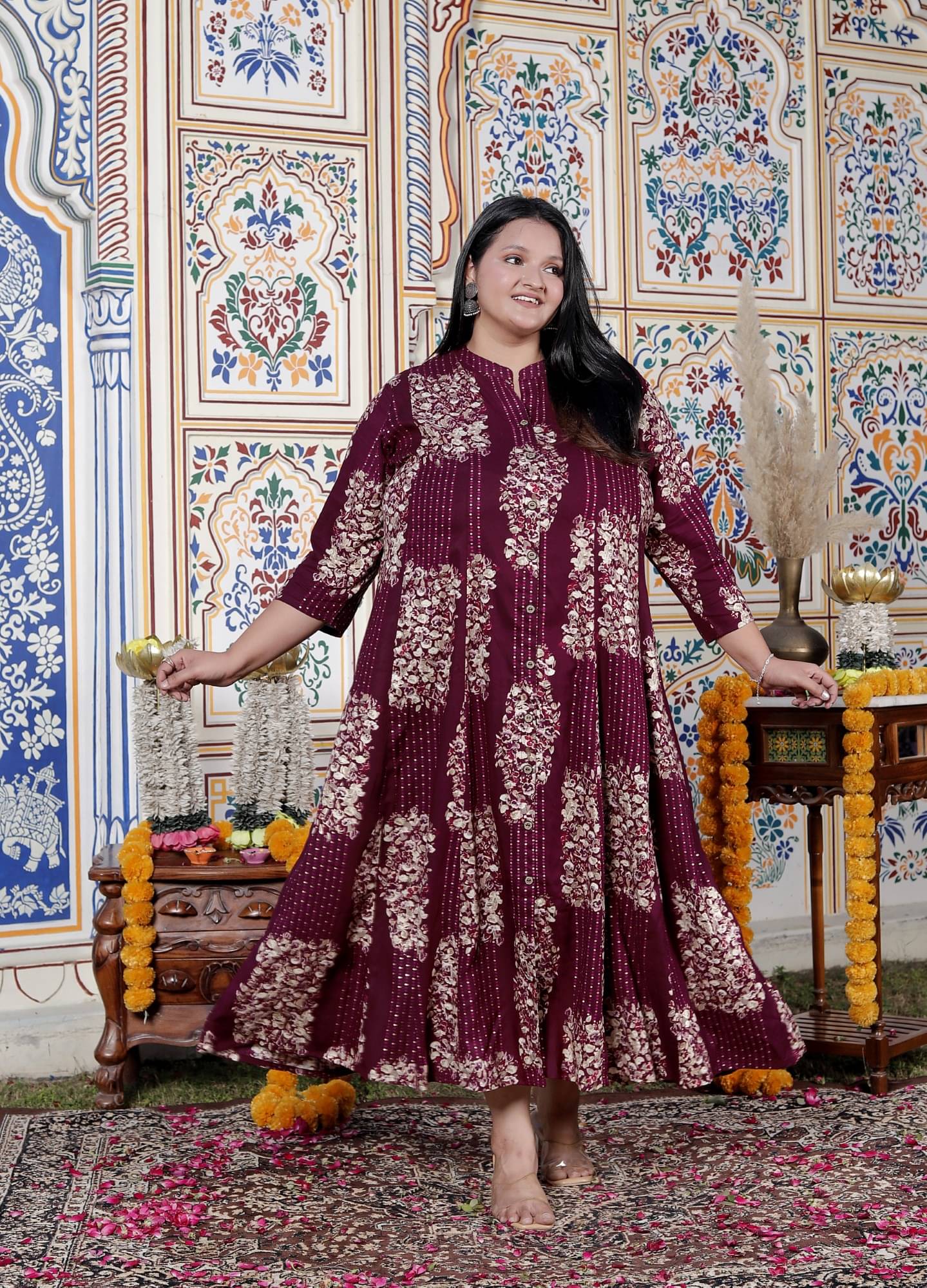     			Swasti Women Cotton Blend Gown ( Purple )