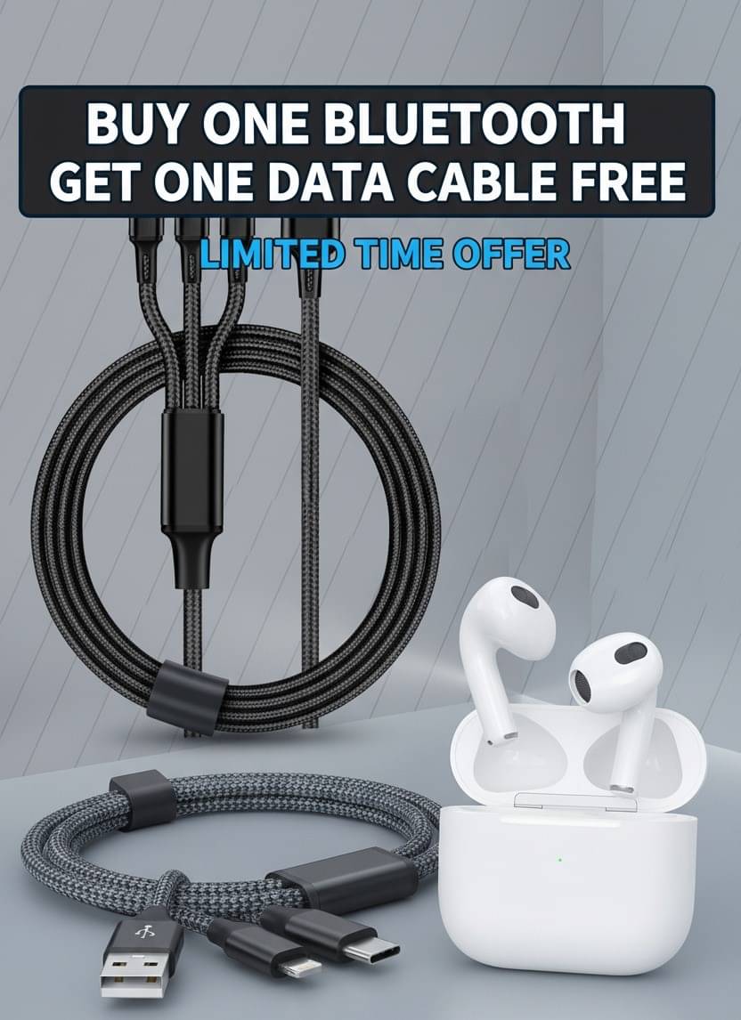     			Tws Bluetooth, Earbuds Pro + 3 in 1 data fast cable ,  Bluetooth Headphone + 3 in 1 charging cable
